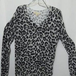 Michael Kors Chetee Print top, Black, White and Gray, Medium